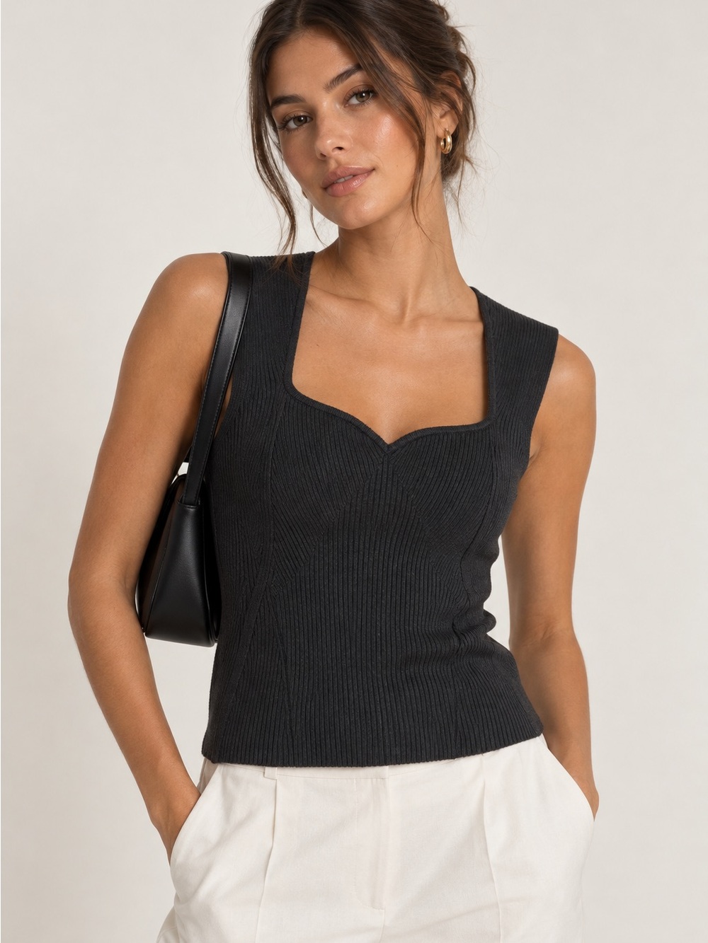 Abercrombie & Fitch Black Ribbed Sweetheart-Tank